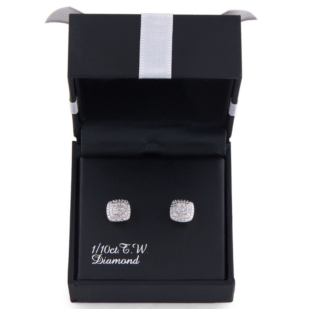 Elegant Silver Diamond Earrings